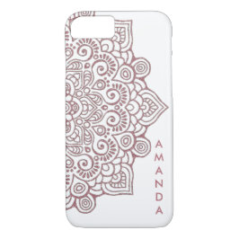 Funda Para iPhone 8/7 ROSA METÁLICO Oro Intrincado encaje Mandala blanco