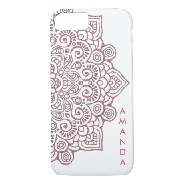 Funda De Case-Mate Para iPhone ROSA METÁLICO Oro Intrincado encaje Mandala blanco (Reverso)