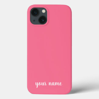 Funda Para iPhone 13 rosa minimalista neutro monogramo