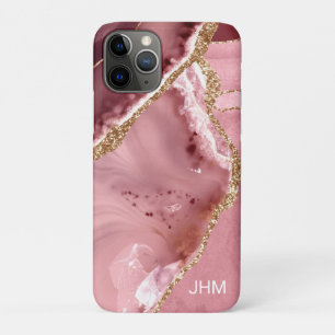 Funda Para iPhone 11 Pro Rosa Moderna Ágata Dorada