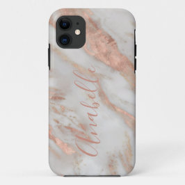 Funda Para iPhone 11 Rosa moderno oro purpurina nombre elegante guión