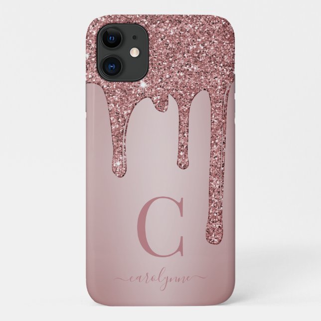 Funda De Case-Mate Para iPhone Rosa moderno Purpurina de espuma de oro goteo Mono (Reverso)