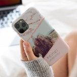 Funda Para iPhone 11 Pro Rosa moderno purpurina dorado nombres de rubor de<br><div class="desc">Modernos nombres de purpurina dorado rosa de mármol color rubor de mármol foto con rayas geométricas de purpurina de oro rosa,  bloques editables de color rosa pastel y rosa rubor,  añada sus nombres y su foto. Un regalo perfecto para ella,  para tu hermano o hermana.</div>