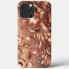 Funda Para iPhone 13 Pro Max Rosa moderno y elegante de oro y flores6