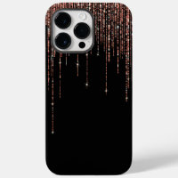 Rosa negro de lujo Oro Sparkly Purpurina Fringe