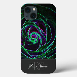 Funda Para iPhone 13 Rosa Neon-Pop-Art florece con Monograma!