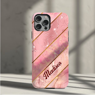 Funda Para iPhone 15 Rosa oro chic femenino elegante geométrico