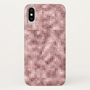 Funda Para iPhone X Rosa Oro de Lujo Brillante con Destellos