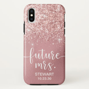 Funda Para iPhone XS Rosa Oro Futuro Sra. Purpurina Funda-Mate iPhone E