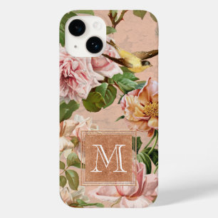 Funda Para iPhone 14 De Case-Mate Rosa Oro Girly Floral Vintage Rosa Monogramado