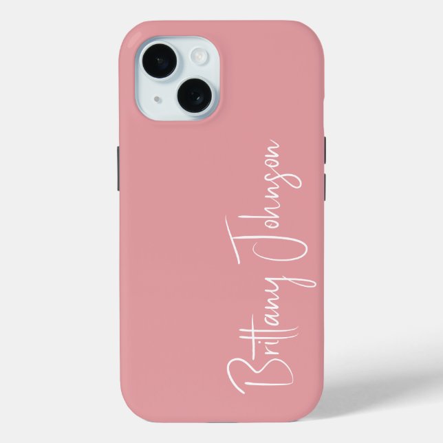 Funda De Case-Mate Para iPhone Rosa Pálido con Monograma (Reverso )