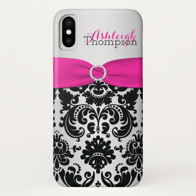 Funda De Case-Mate Para iPhone Rosa personalizado, negro, iPhone de plata X del (Reverso)