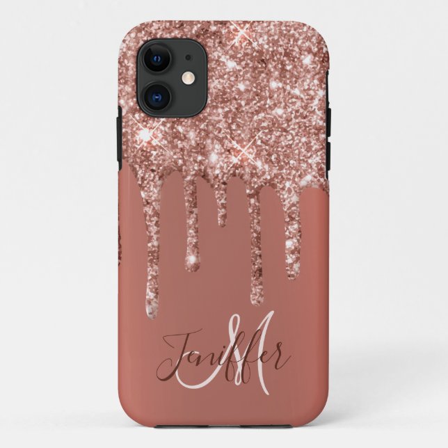 Funda De Case-Mate Para iPhone Rosa personalizado Purpurina de oro Drily Luxury  (Reverso)