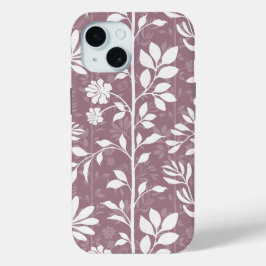 Funda Para iPhone 15 Rosa Polvo Malva Floral Poética Botánica