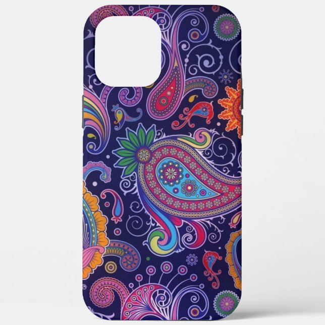 Funda De Case-Mate Para iPhone Rosa púrpura paisley (Reverso )