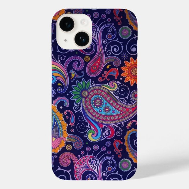 Funda De Case-Mate Para iPhone Rosa púrpura paisley (Reverso )