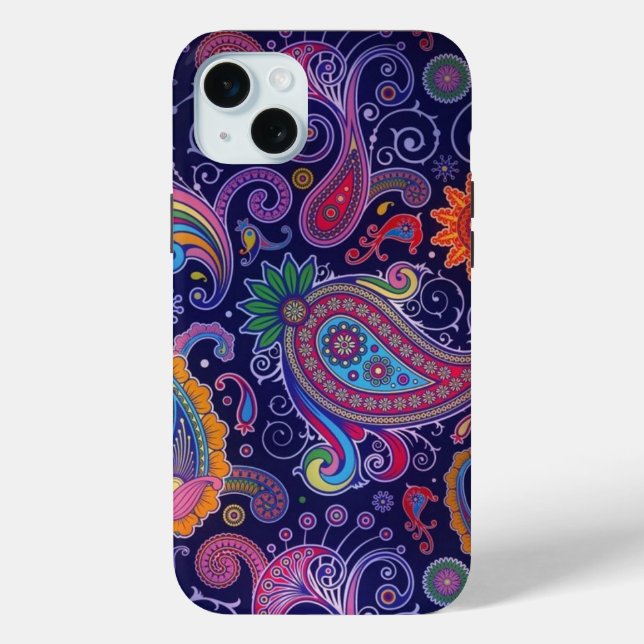 Funda De Case-Mate Para iPhone Rosa púrpura paisley (Reverso )