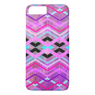 Funda Para iPhone 8 Plus/7 Plus Rosa púrpura y rayas geométricas cruzadas acuática