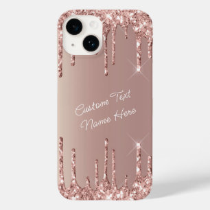 Funda Para iPhone 14 De Case-Mate Rosa Purpurina dorado Personalizado Nombre de text