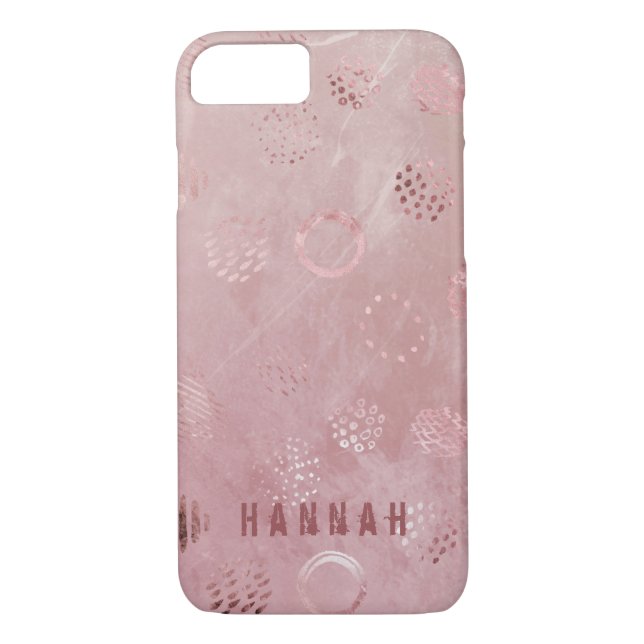 Funda De Case-Mate Para iPhone Rosa Purpurina dorado puntos Monograma Nombre Hann (Reverso)