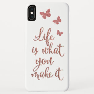 Funda Para iPhone XS Max Rosa Purpurina Gold  La vida es lo que haces