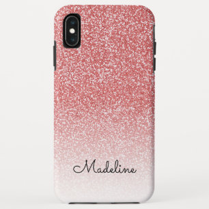 Funda Para iPhone XS Max Rosa Purpurina Ombre Nombre de guión negro