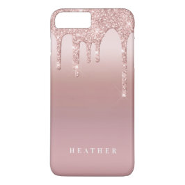 Funda Para iPhone 8 Plus/7 Plus Rosa Purpurina Ombre Rosa Nombre Rubor