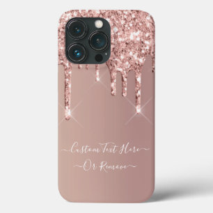 Funda Para iPhone 13 Pro Rosa Purpurina Rubor Personalizado Mensajes de tex