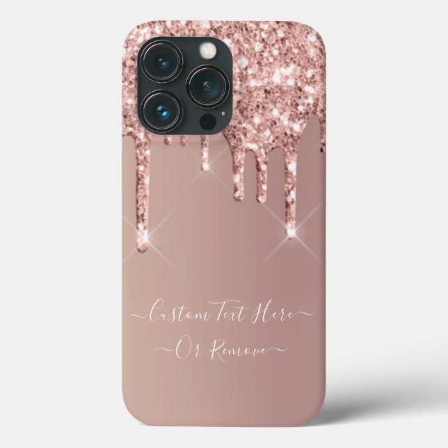Funda De Case-Mate Para iPhone Rosa Purpurina Rubor Personalizado Mensajes de tex (Reverso )