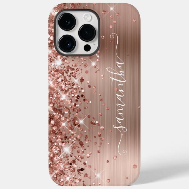 Funda De Case-Mate Para iPhone Rosa Purpurinoso Gold Glam Modern Girly Signature (Reverso )