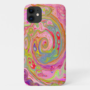 Funda Para iPhone 11 Rosa retro, amarillo y magenta Resumen de arte gro