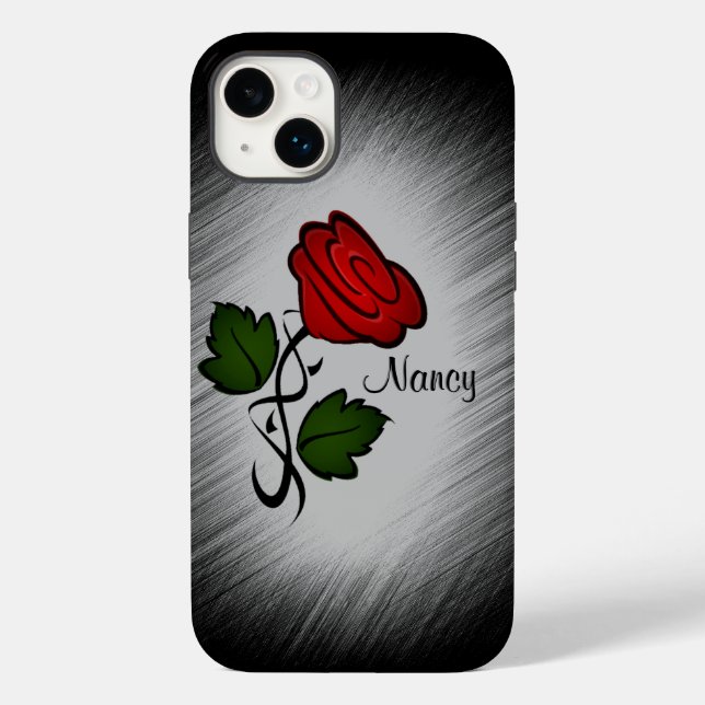 Funda De Case-Mate Para iPhone Rosa Roja con Nombre (Reverso )