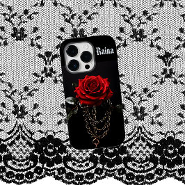 Funda Para iPhone 14 Pro De Case-Mate Rosa roja en el Gótico de las cadenas