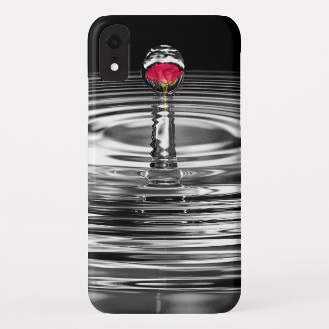 Funda De Case-Mate Para iPhone rosa roja en gota de agua (Reverso)