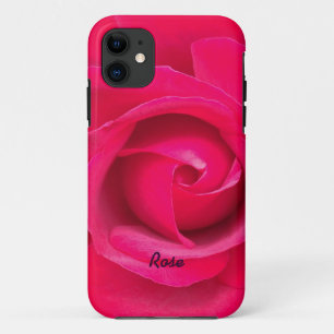 Funda Para iPhone 11 Rosa Roja Romántica Personalizada