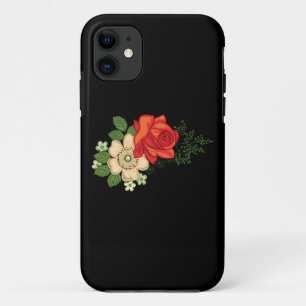 Funda Para iPhone 11 Rosa Roja y Margaritas