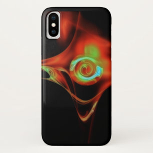 FUNDA PARA iPhone X ROSA ROJO AZUL FRACTAL