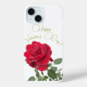 Funda Para iPhone 15 rosa rojo pintado a mano