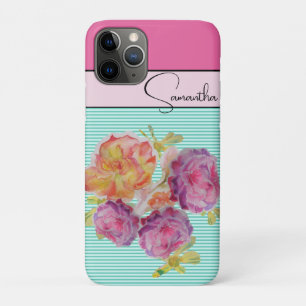 Funda Para iPhone 11 Pro Rosa Rojo Rosa Acuarela Rosas Floral Flor Teléfono