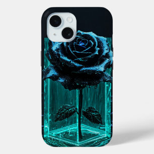 Funda Para iPhone 15 Rosa Romántica en Jarrón Negro Diseño Estético de