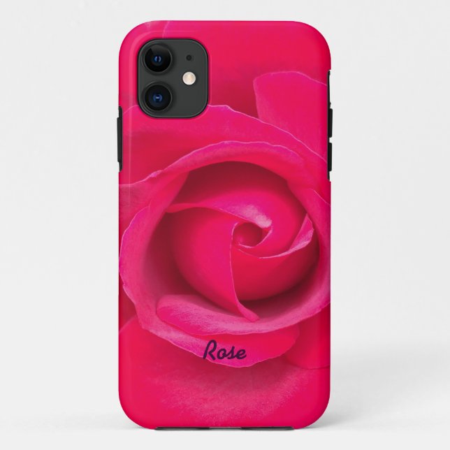 Funda De Case-Mate Para iPhone Rosa Rosa Roja Romántica Personalizada (Reverso)