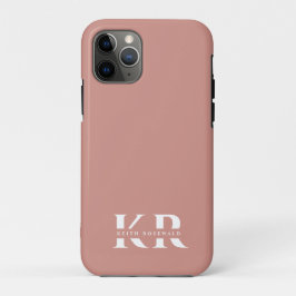 Funda Para iPhone 11 Pro Rosa rosa rosada monograma elegante minimalista