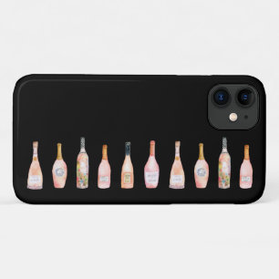 Funda Para iPhone 11 Rosa rosado botella de vino ilustracion acuarela