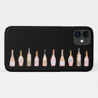 Funda Para iPhone 11 Rosa rosado botella de vino ilustracion acuarela