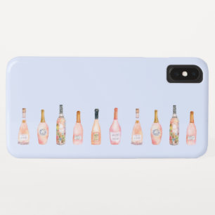 Funda Para iPhone XS Max Rosa rosado botella de vino ilustracion acuarela