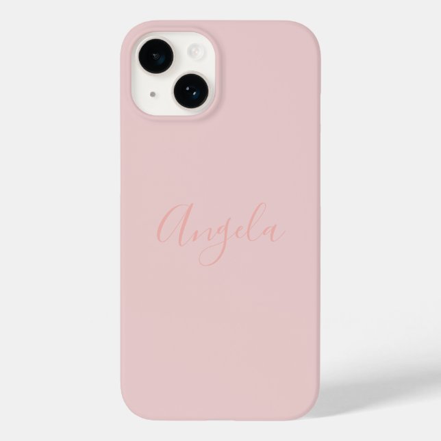 Funda De Case-Mate Para iPhone Rosa Rubor con Nombre iPhone 14 (Reverso )