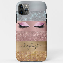 Funda Para iPhone 11 Pro Max Rosa Silver Gold Purpurina Beauty Eyelash