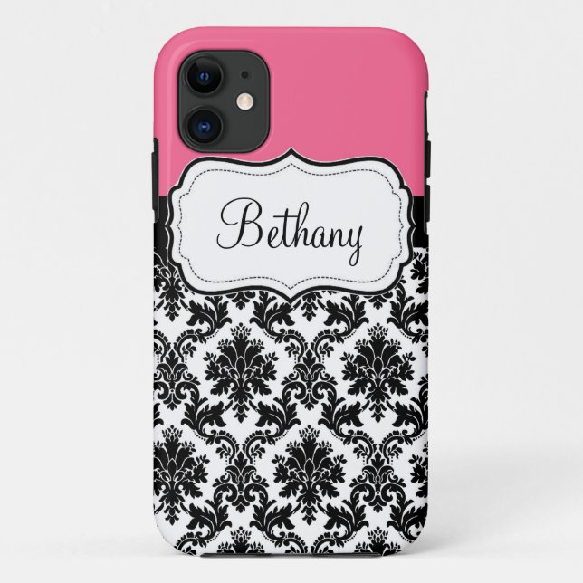 Funda De Case-Mate Para iPhone rosa y adamascado (Reverso)