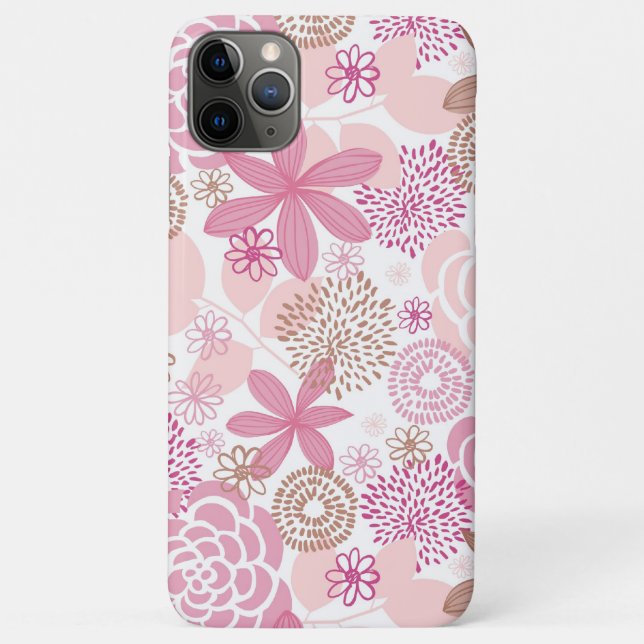 Funda De Case-Mate Para iPhone Rosa y estampado de flores de Brown (Reverso)