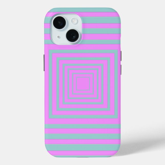 Funda De Case-Mate Para iPhone Rosa y gris en cuadrados (Reverso )